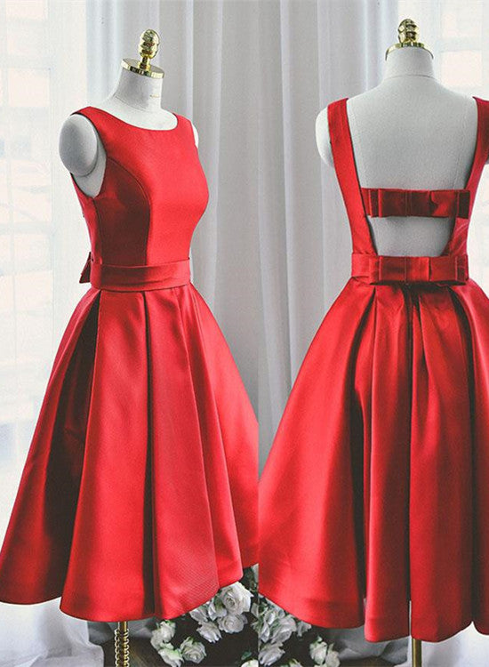 Lovely Red Satin Short Party Dress
