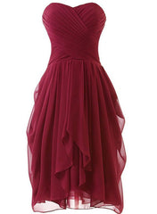 Lovely Wine Red Sweetheart Short Bridesmaid Dresses
