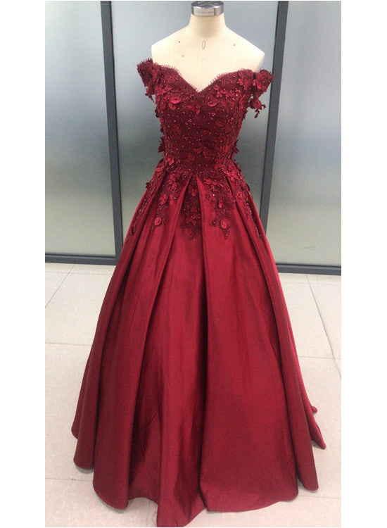 Charming Dark Red Long Sweetheart A-line Prom Dress