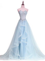 Lavender Sweetheart Tulle A-Line Lace Applique Party Dress