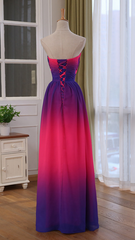 Hermoso vestido de fiesta con cuentas en degradado y escote corazón 