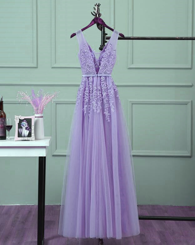 Light Purple Tulle Long Party Dress