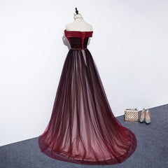 High Quality Gradient Dark Red Sweetheart Long Prom Dress