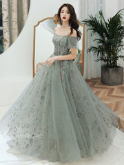 Beautiful Off Shoulder Tulle Sweetheart Lace Long Evening Dress