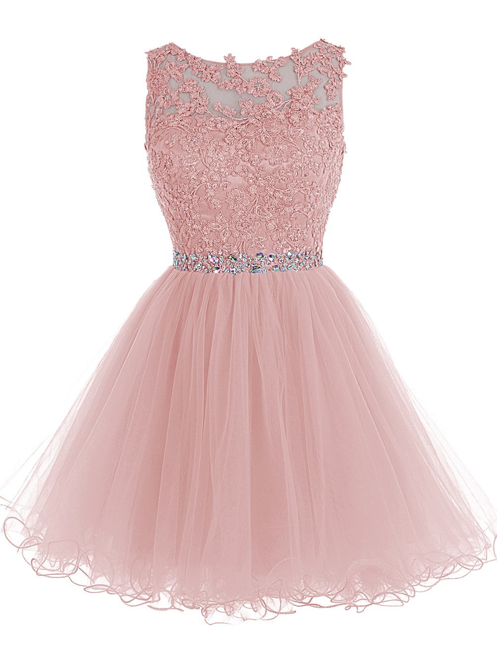 Cute Pink Handmade Tulle Beaded Party Dress