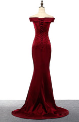 Vestido largo de fiesta de satén estilo sirena rojo oscuro 