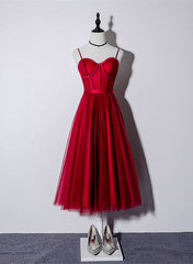 Lovely Dark Red Sweetheart Tulle Prom Dress