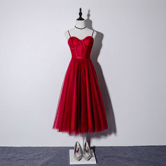 Lovely Dark Red Sweetheart Tulle Prom Dress