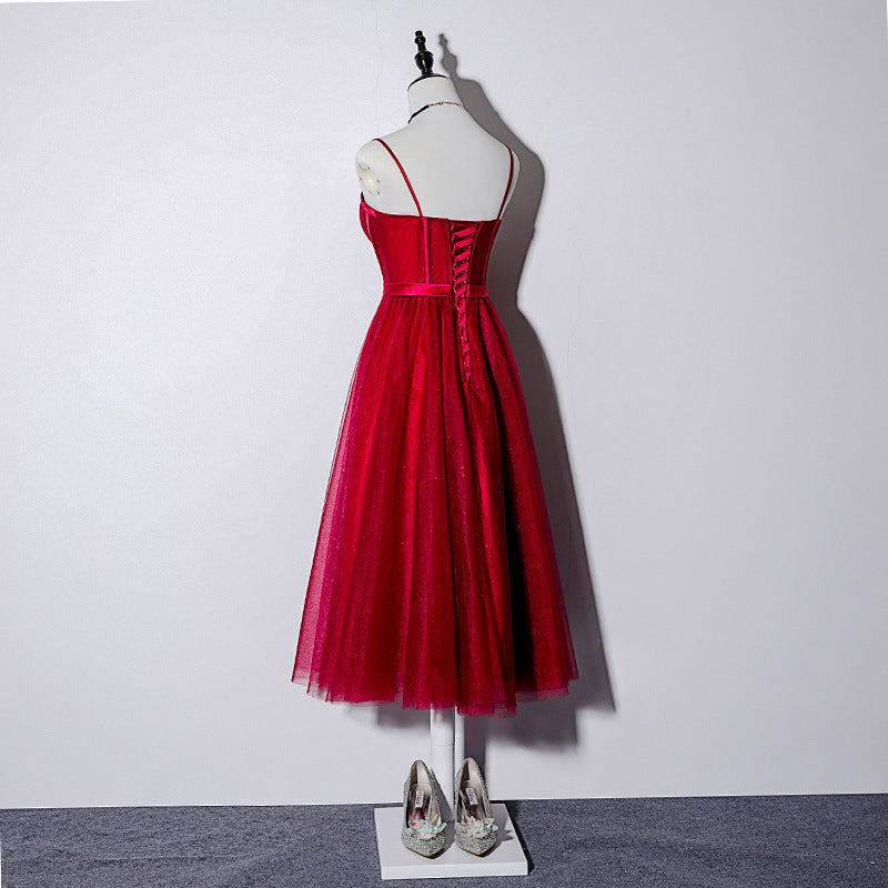 Lovely Dark Red Sweetheart Tulle Prom Dress