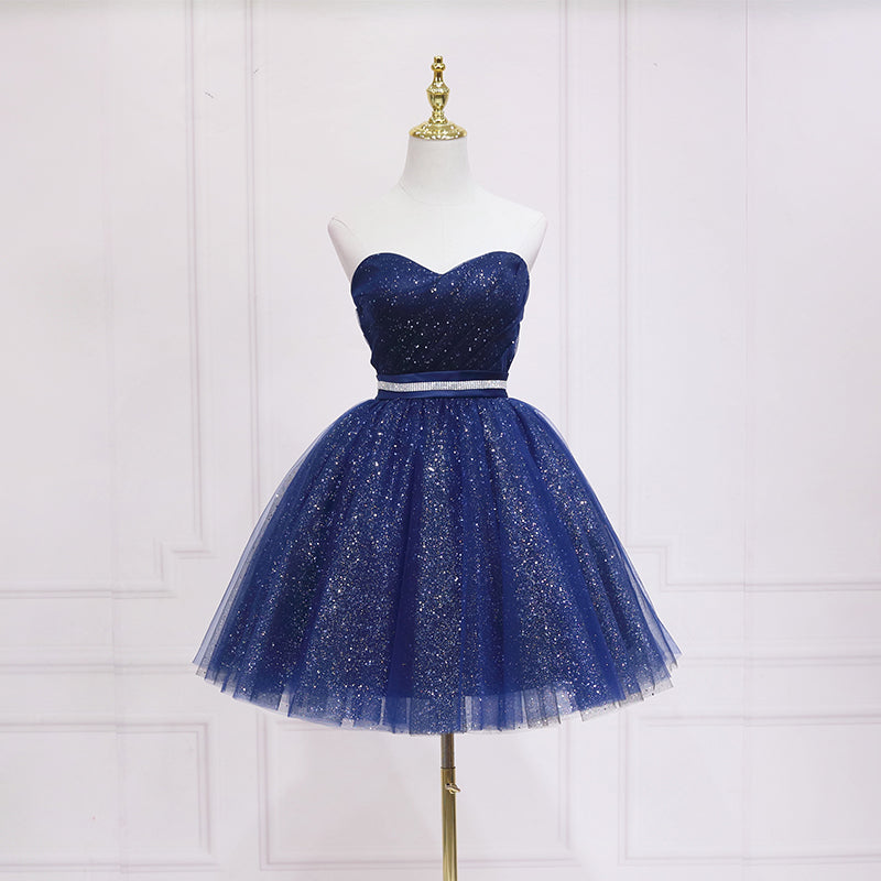 Shiny Blue Tulle Sweetheart Homecoming Dress Party Dress