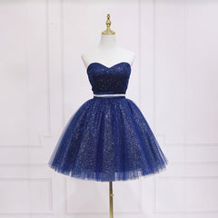 Shiny Blue Tulle Sweetheart Homecoming Dress Party Dress