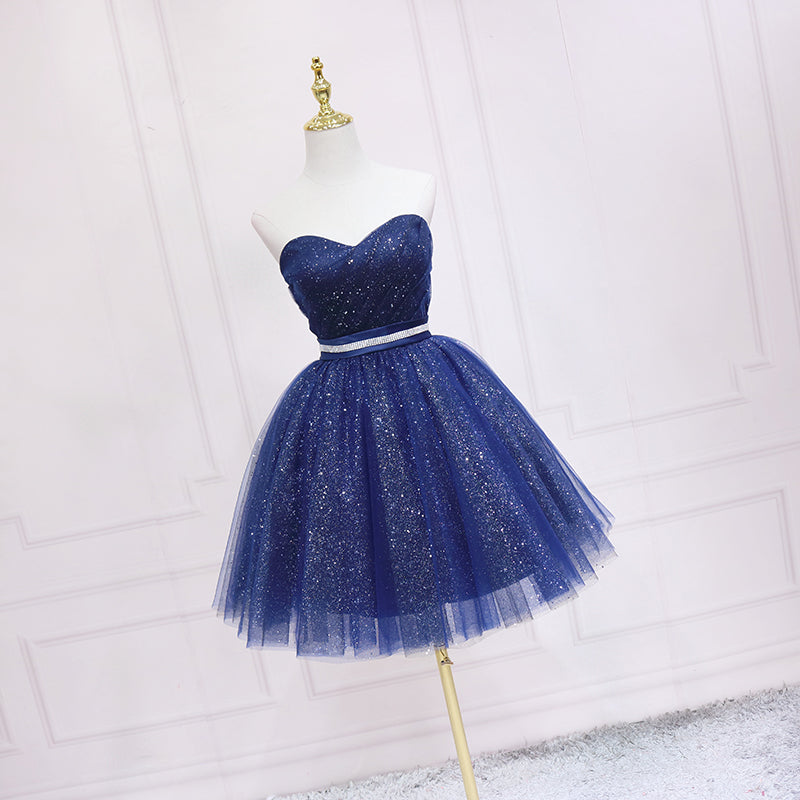 Shiny Blue Tulle Sweetheart Homecoming Dress Party Dress