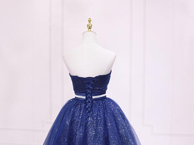 Shiny Blue Tulle Sweetheart Homecoming Dress Party Dress