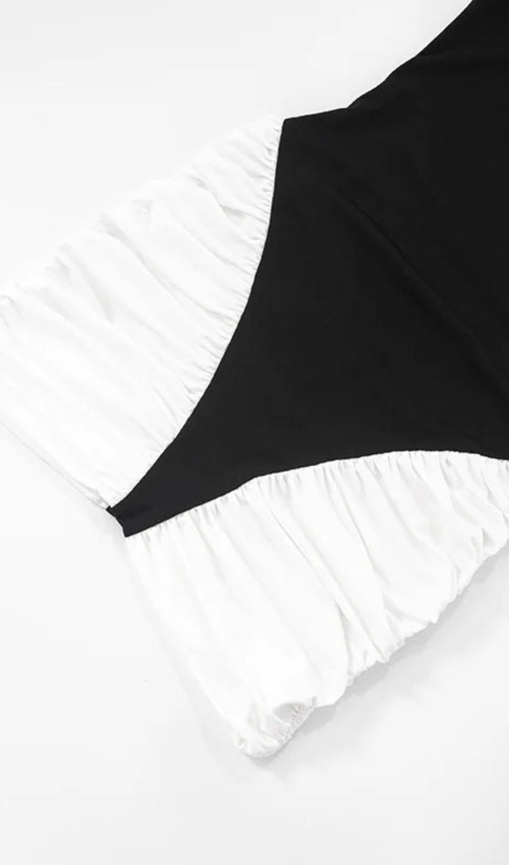 Chic Black & White Ruched Panel Halter Mini Dress