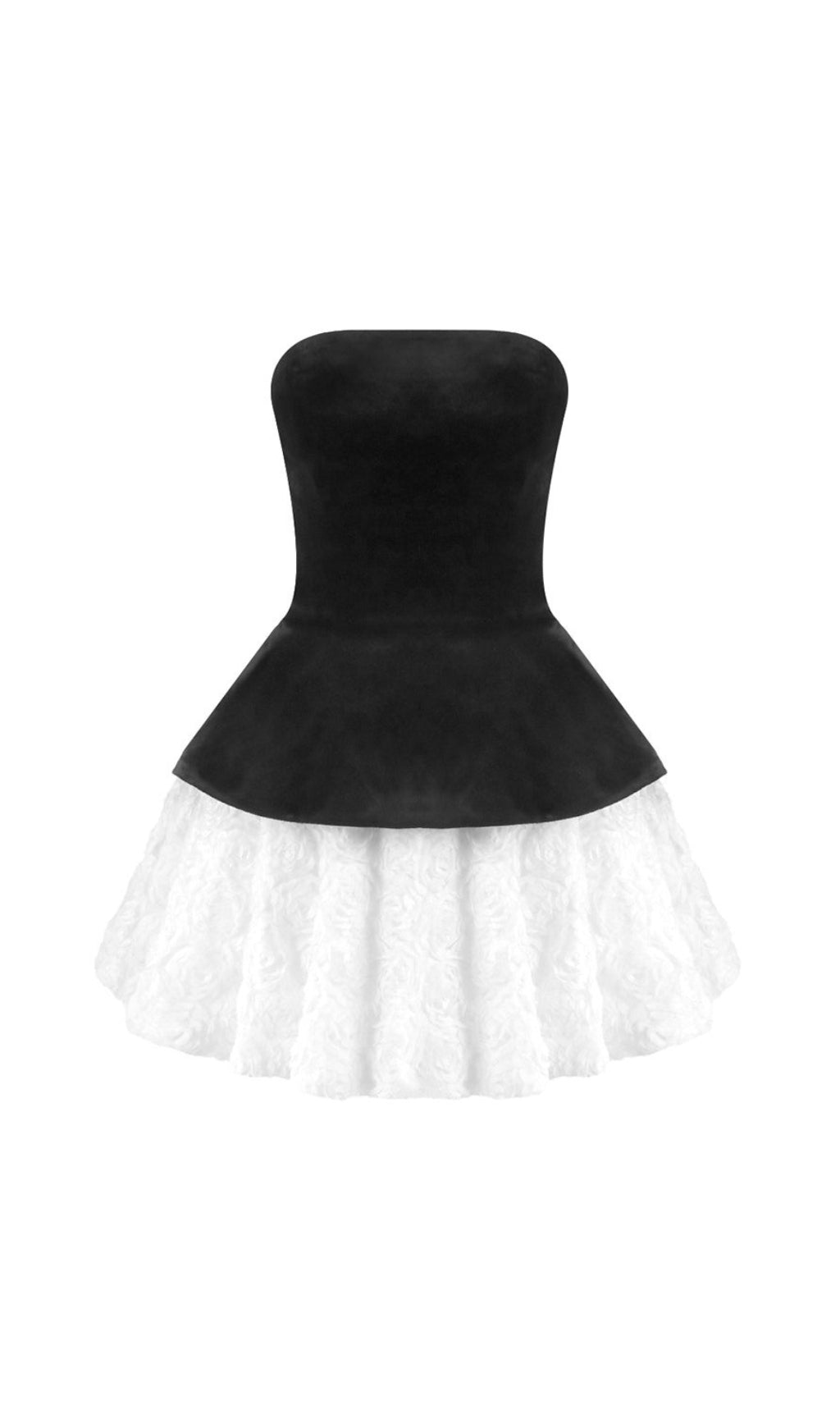 Velvet & 3D Floral Strapless Mini Dress Set