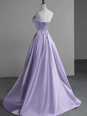 Lovely Purple A-Line Satin Simple Party Dress Prom Dress