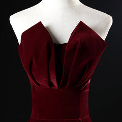 Beautiful Wine Red Velvet Floor Length Long Prom Dress