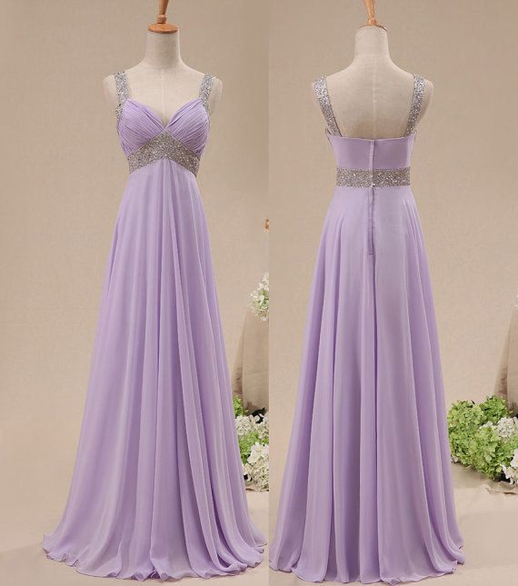 Hermoso vestido de fiesta de tirantes de gasa de color morado claro 