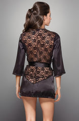 Satin Robe with Lace