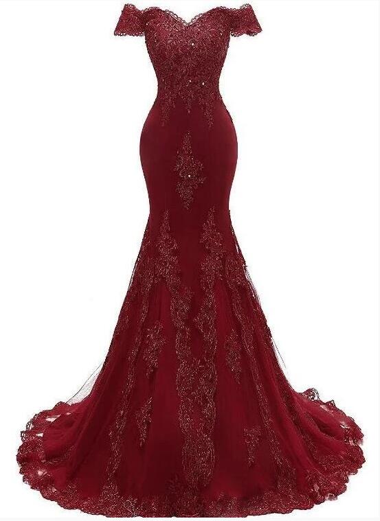 Vestido de fiesta sexy de sirena de tul con encaje Sweethart 